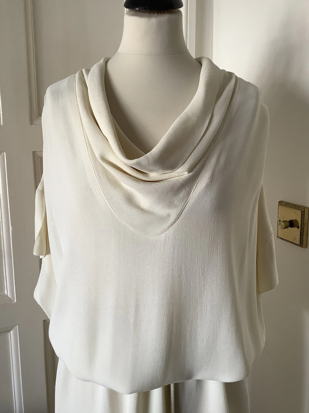 OFF WHITE ABITO LUNGO MAXI ECRÙ AVORIO BIANCO SPORCO VINTAGE ANNI 60 70 UNICO RARO UNICO S M