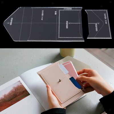 2Pcs Acrylic Clear Leather Template Tool Set for Wallet Leathercraft Pattern DIY