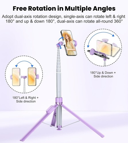 Stable Aluminum Tripod - 70" Adjustable Height & Dual-Axis Rotation Phone Stand - Picture 6 of 10