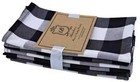 Large Cotton Napkins 20x20 Inch - 6 Pack, Black & White, Machine Washable
