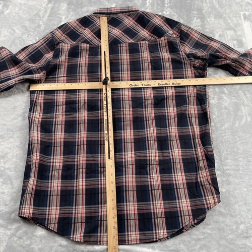 Coastal Clothing Shirt Mens XXL Navy Red Plaid Pearl Snap Long Sleeve Western - Picture 11 of 16