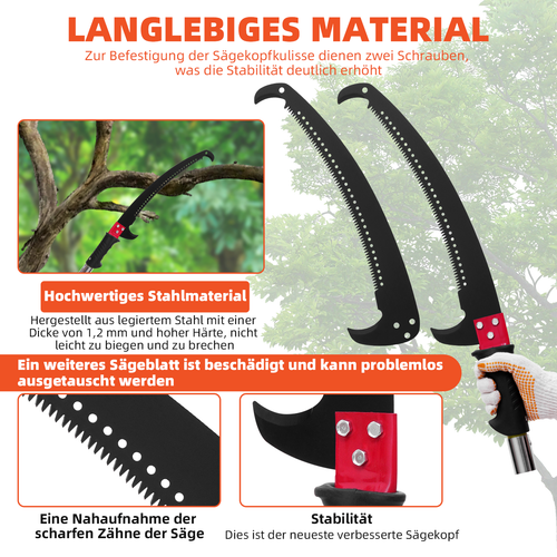 Teleskopsäge Baumsäge Teleskop Astschere Astsäge Gartensäge Hochentaster bis 10m - Bild 8 von 12