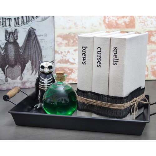 Halloween Faux Witches' Book Stack; Decorative Set with Burlap Ribbon Wrap - Picture 3 of 9