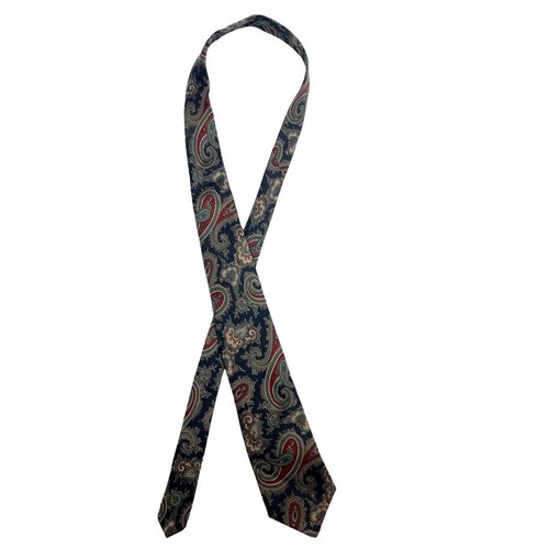 Paisley Piattelli Tie Blue Burgundy Tan Men's Necktie 100% Silk Made In USA - Bild 2 von 5