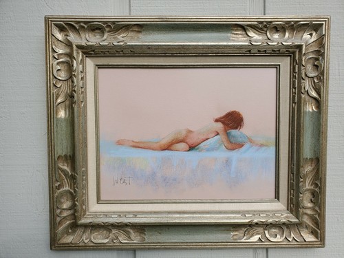 METÀ SECOLO HOLLYWOOD REGENCY PASTELLO DONNA NUDA DISEGNO INCORNICIATO TROVATO IMMOBILIARE - Foto 5 di 11