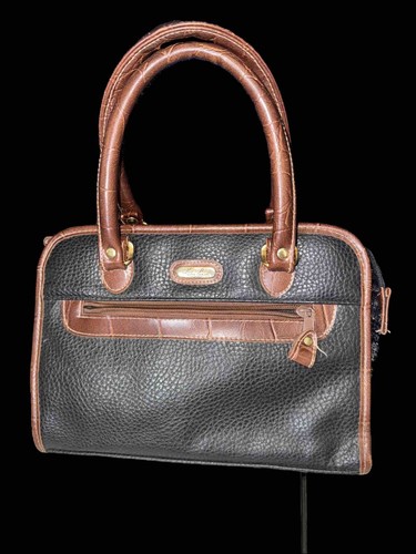 Kathie Lee Collection 1990’s Vintage Handbag/satchel Black w/Brown Trim