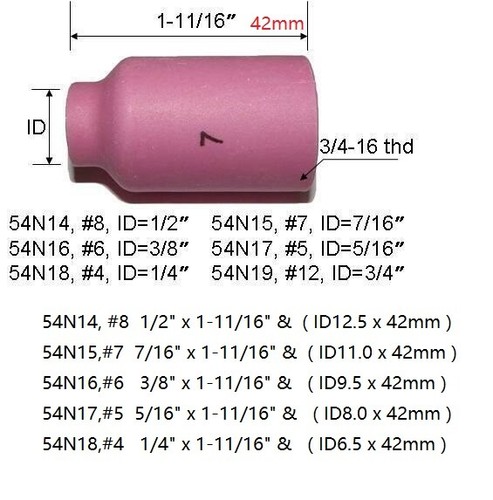 TIG Welding Torch Alumina Nozzle #7 54N15 For WP-17 18 26 Torch 3pcs - Picture 2 of 3