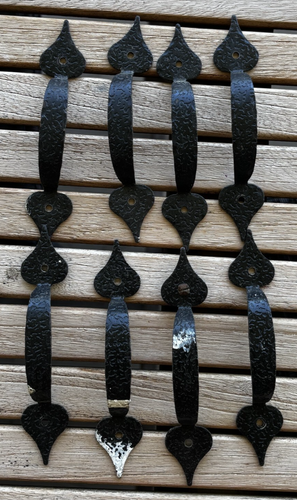 Salvaged Vintage Black Hammered Metal Drawer Pulls Set of 8 Lot