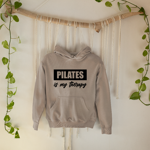 Pilates is my Therapy Hoodie Gym Fitness Workout Exercise Funny Yoga Gifts - Picture 3 of 24