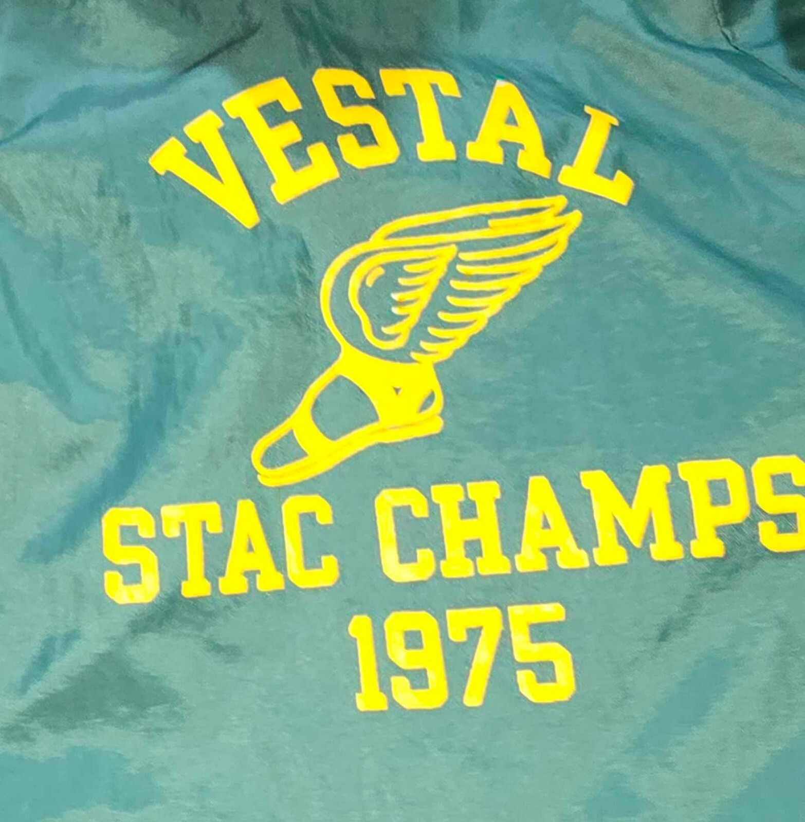 Vtg Vestal Track & Field 1975 STAC Champs Champion Black Tag Wing Foot Jacket image 2