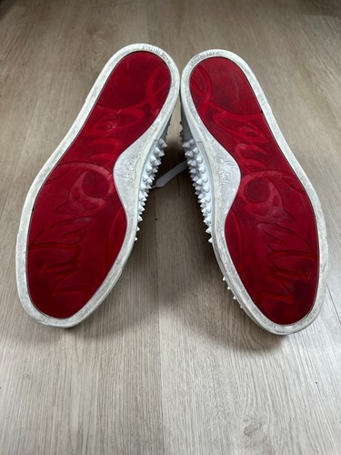 Christian Louboutin White /Red Bottom High Top Spiked Sneakers. sz 7.5 ROCKSTAR - Picture 13 of 19
