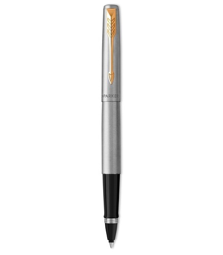PARKER Jotter Rollerball Edelstahl Goldrand feine Spitze schwarze Tinte Geschenkset - Bild 2 von 9