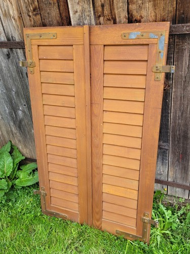 1 Paar Fensterladen - Holz - gebraucht - Höhe 128,5 cm - Breite 39,5 cm - Bild 2 von 14