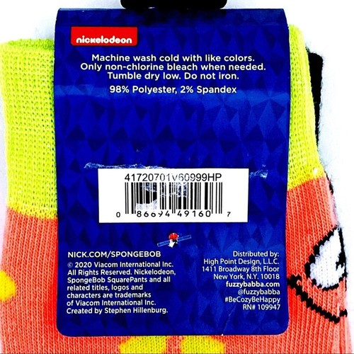 Nickelodeon Spongebob Patrick Crew Socks Mens Womens 2 Pairs Nickelodeon Gift - Imagen 7 de 7