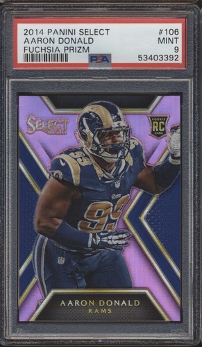 2014 Panini Select Fuchsia Prizm /199 Aaron Donald 106 Rams RC Rookie PSA 9