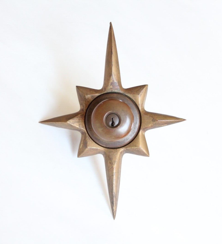 maniglia porta antica Sunburst | astra vintage mcm hardware decorativo manopola porta schlage vecchia - Foto 2 di 10