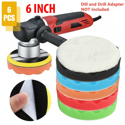 Kit de 6 almohadillas de pulido de espuma encerada de 6" para taladro EE. UU.