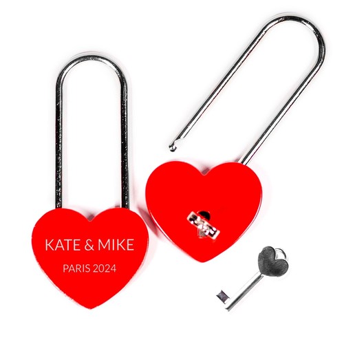 Personalised engraved padlock heart red with name anniversary gift - Picture 3 of 5