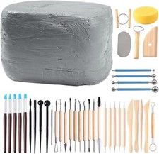 Natural Air-Dry Modeling Clay - 10LBs with 40 Pcs Pottery Sculpting Tool Set ...