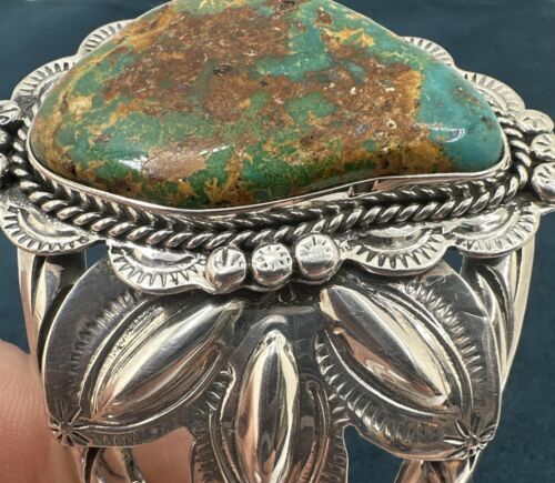 Large Sterling & Royston Turquoise Navajo Southwest Style Women’s Cuff Bracelet - Picture 14 of 16