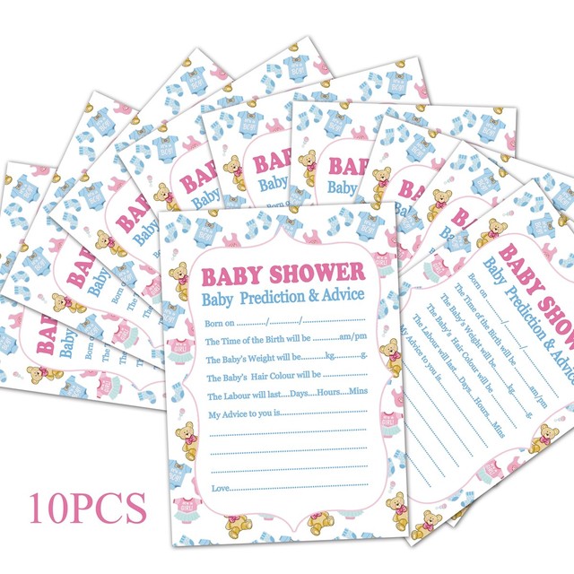10pcs a5 baby shower prediction game card sheet advice boy girl