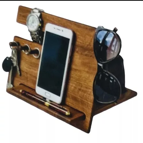 TESLYAR Wood Phone Docking Station - Desk Accessories & Workspace Organizer