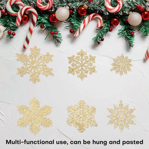 Redlife 48pcs Christmas Snowflake Ornaments Plastic Glitter Snow Flakes Ornament - Picture 11 of 23