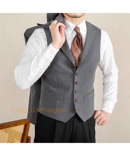 Men British Style Lapel Collar Single Breasted Suit Slim Fit Vest Waistcoat NEW - Picture 23 of 28