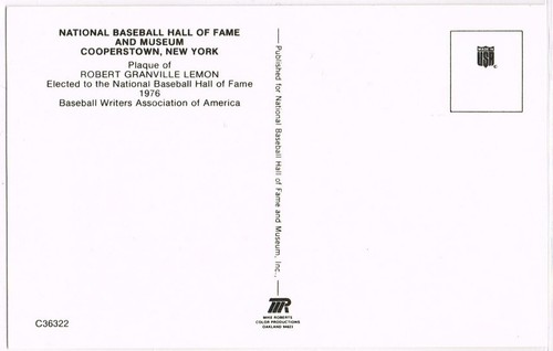 067, Original Autograph PSA/DNA of Bob Lemon (1), Indians, HOF Plaque Postcard - Picture 2 of 3
