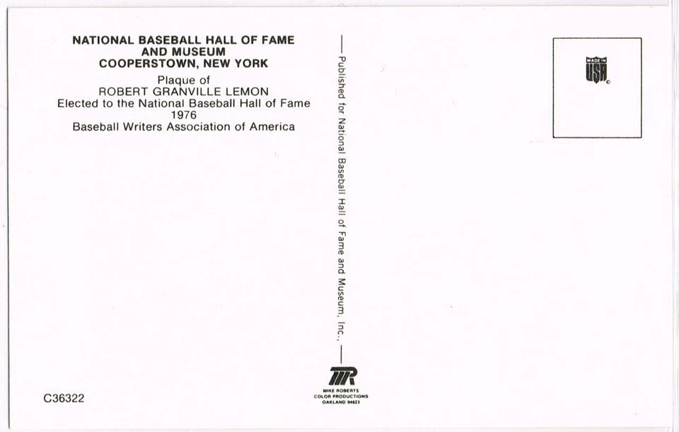 067, Original Autograph PSA/DNA of Bob Lemon (1), Indians, HOF Plaque Postcard - Image 2 of 3