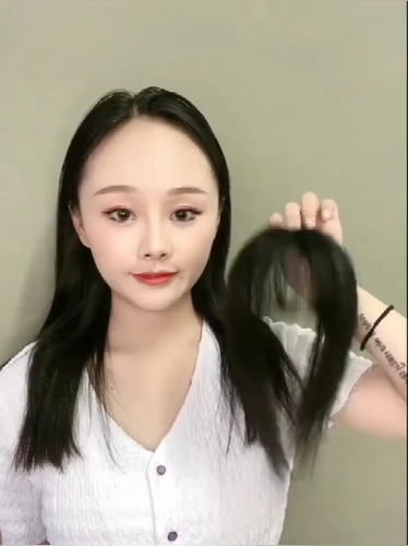 Todo verdadero cabello 3D francés air bangs peluca hembra cabeza invisible reedición flequillo - Imagen 3 de 10