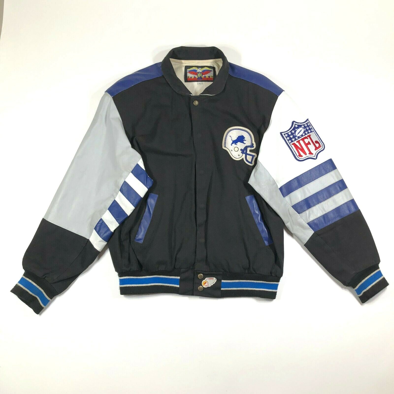 Vintage 80s Años 90 Jeff Hamilton Hombre L Cuero Detroit Lions Chaqueta Logo Vintage 80s Años 90 Jeff Hamilton Hombre L Cuero Detroit Lions Chaqueta Logo