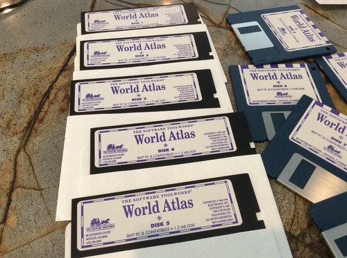 90s VTG Software toolworks 1.2 MB disk set World Atlas user guide 3.0 IBM PC lot - Afbeelding 4 van 10