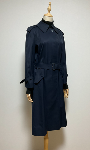 Burberry's Women's Vintage Single Trench Coat w/Belt Navy Cotton size EL - Picture 12 of 19