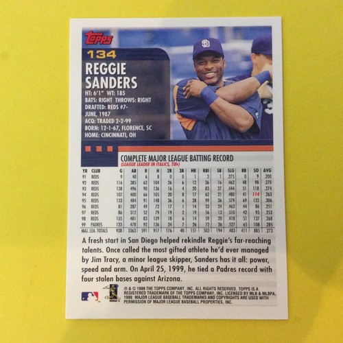 2000 Topps #134 Reggie Sanders San Diego Padres - Foto 2 di 2