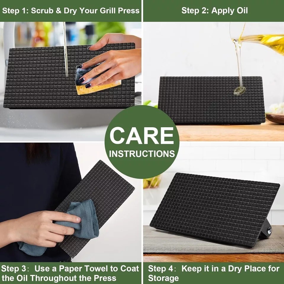 Burger Press 7" Round & 8.2"X4.3" Rectangle HeavyDuty Cast Iron Smash