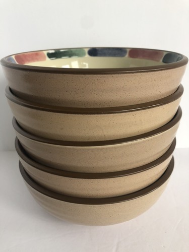 Noritake Warm Sands Cereal Soup Salad Bowls 6.5" 8472 Oven Safe Stoneware Set 5 - Picture 2 of 24