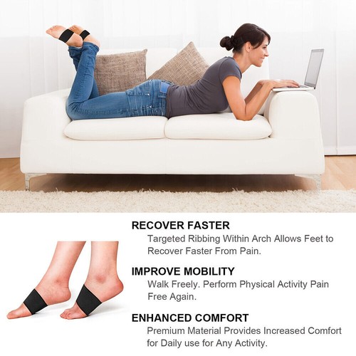 Foot Compression Sleeve Elastic Arch Support Pad Plantar Fasciitis Brace Bandage - Picture 7 of 15