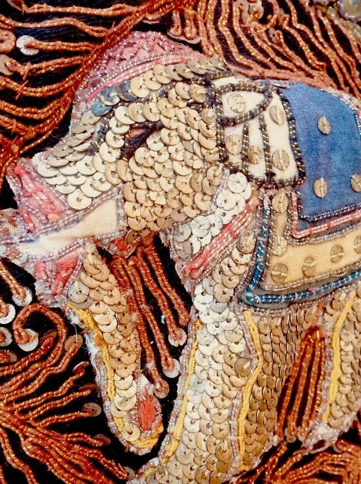Antique, Hand Embroidered Elephant from India - Image 2 of 4