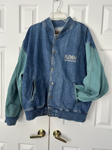 Vintage Jacke Platinum Technology Letterman Corporate Logo XL Herren 100% Baumwolle - Bild 1 von 22