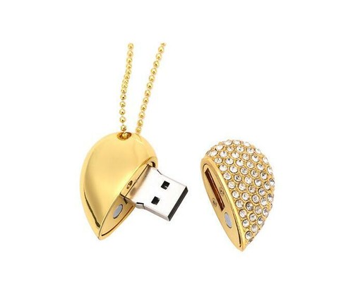 Necklace memory stick heart USB Flash drive Custom wedding photography gift 64GB - Picture 8 of 12