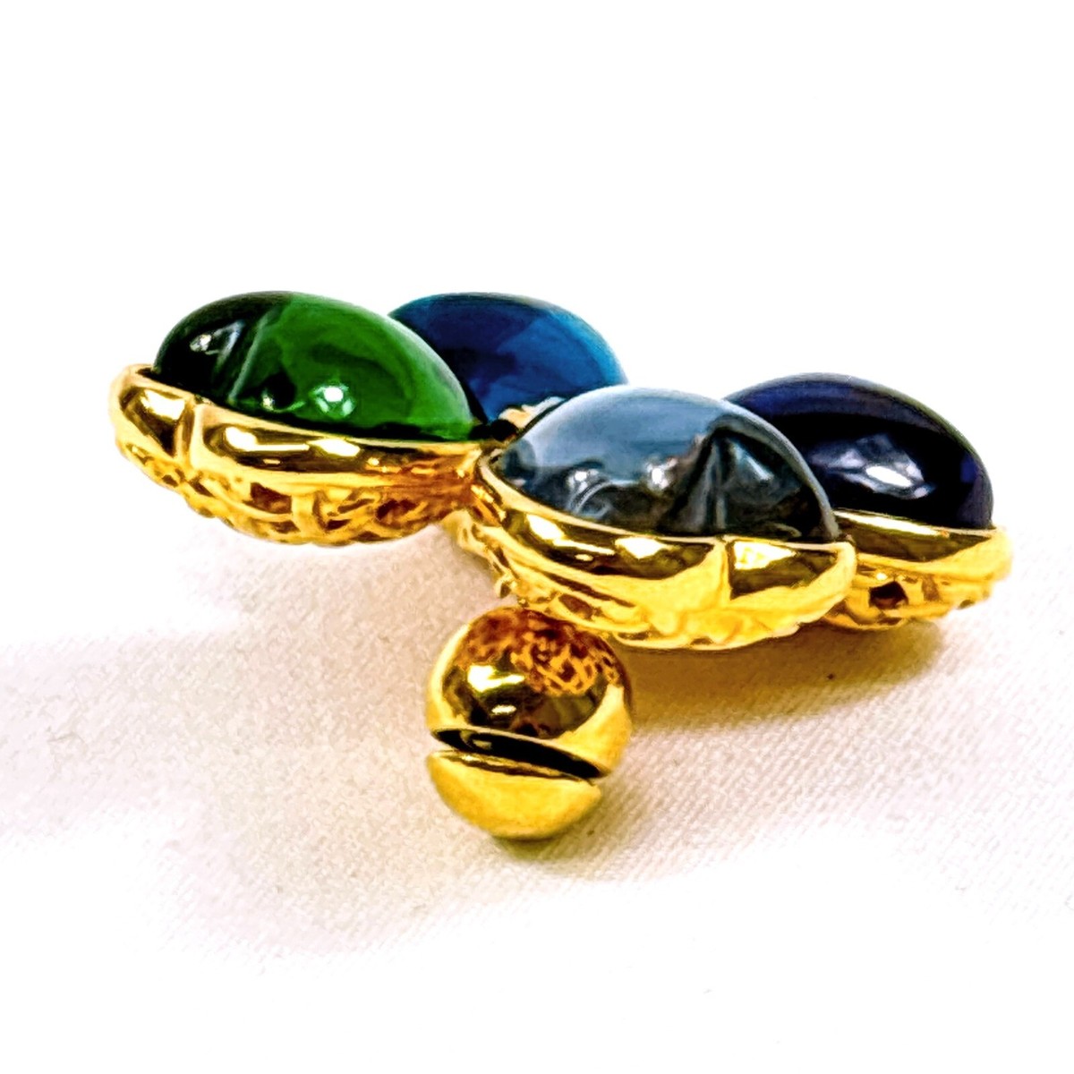 イブサンローラン ブローチ クローバー ハート YSL Yves Saint Laurent Clover Brooch Heart Multicolor