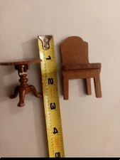 Vintage 80s Mattel Metal Dollhouse Swing Table With Wooden Chair.