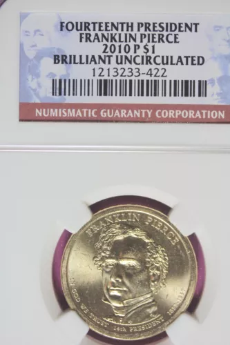2010 -P NGC UNC BU Franklin Pierce  Presidential Dollar $1 #B43237