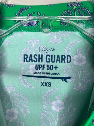 J Crew Rash Guard Womens's XXS Floral Green 1/2 Zip UPF 50+ Long Sleeve Beach - Picture 6 of 15