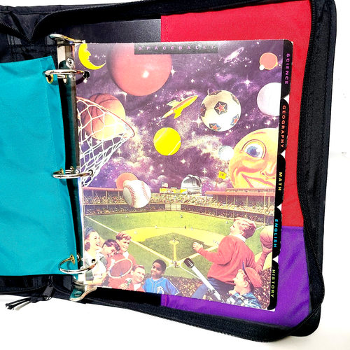 Vintage 1993 Mead Nike Trapper Keeper Ordner Mappe 3 Ringe Basketball Thema SELTEN RARITÄT - Bild 6 von 13