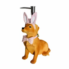 Croscill Easter Dog in Pink Bunny Ears & Bow Tie Hand Bath Pump Soap Dispenser 