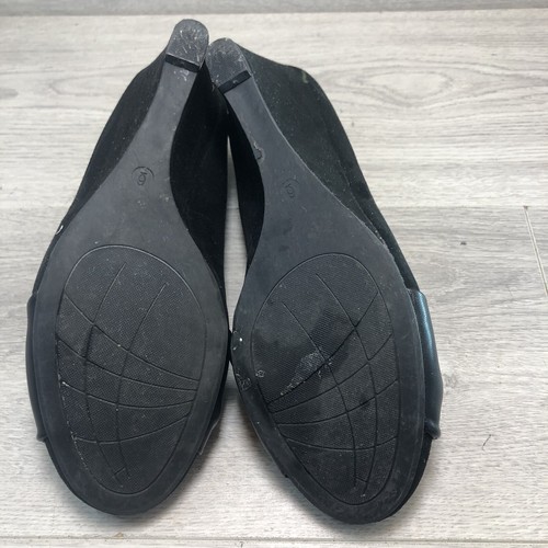 Damen Frauen schwarz Leder Wildleder Slipper f & f empfindliche Sohle Keilabsatz UK 6 - Bild 5 von 13