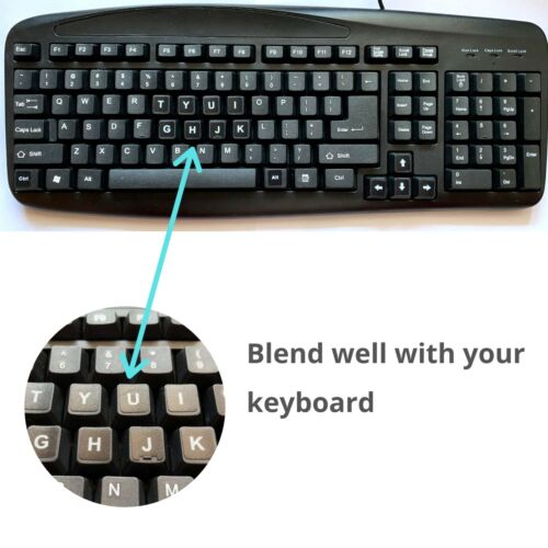2PCS Universal English Keyboard White Letter on Black Sticker Computer Laptop - Picture 4 of 8