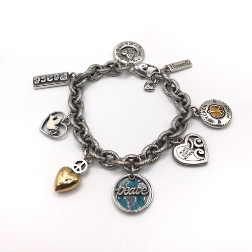 Brighton Dangle Charm Bracelet Chunky Silver Plate Dream of Peace Adjustable